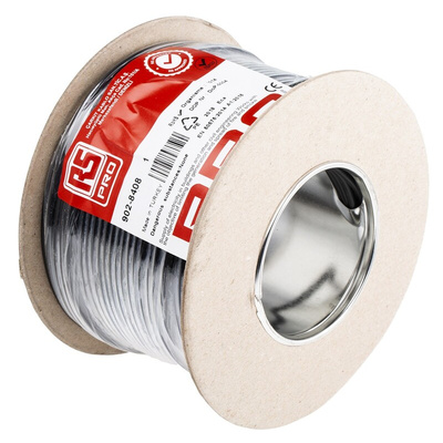 RS PRO Black 2.5 mm² Hook Up Wire, 45/0.25 mm, 100m, PVC Insulation