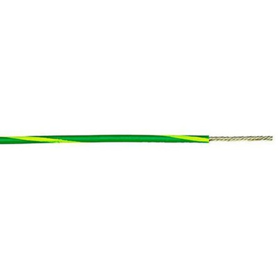 RS PRO Green/Yellow 4 mm² Hook Up Wire, 50/0.3 mm, 100m, PVC Insulation