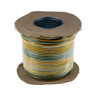 RS PRO Green/Yellow 6 mm² Hook Up Wire, 75/0.3 mm, 100m, PVC Insulation