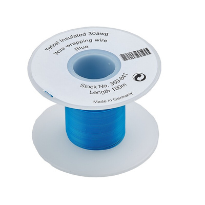 RS PRO Blue 0.05 mm² Hook Up Wire, 30 AWG, 1/0.25 mm, 100m, Tefzel Insulation