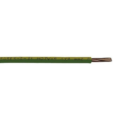 RS PRO Green/Yellow 6 mm² Hook Up Wire, 100m