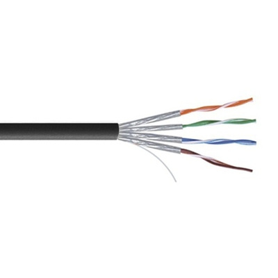 RS PRO Black PVC Cat7 Cable U/FTP, 100m Unterminated/Unterminated