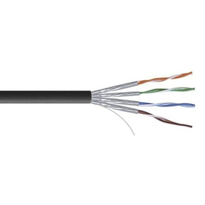 RS PRO Black LSZH Cat7 Cable U/FTP, 100m Unterminated/Unterminated