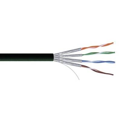 RS PRO Black Cat7a Cable, LSZH, Low Smoke Zero Halogen (LSZH), 100m Length