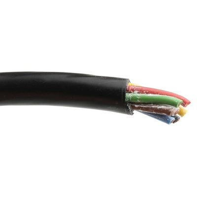 RS PRO 7 Core 1 (6 Core) mm², 2 (1 Core) mm² Power Cable, Black Polyvinyl Chloride PVC Sheath 25m, 17.5 A @ 2 mm², 8.75