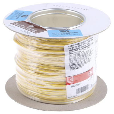 RS PRO Yellow 0.5 mm² Hook Up Wire, 16/0.2 mm, 100m