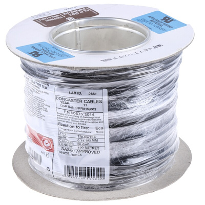 RS PRO Black 0.75 mm² Hook Up Wire, 24/0.2 mm, 100m