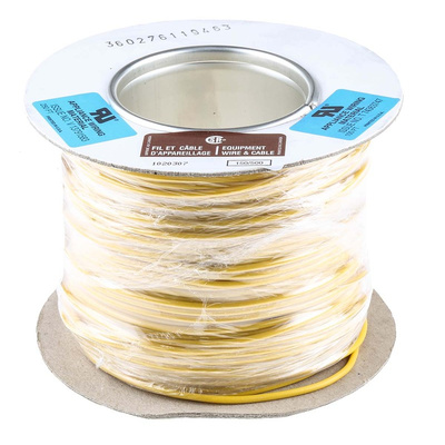 RS PRO Yellow 0.75 mm² Hook Up Wire, 24/0.2 mm, 100m