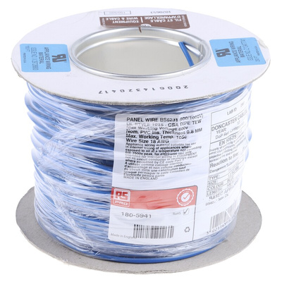 RS PRO Blue 1 mm² Hook Up Wire, 32/0.2 mm, 100m