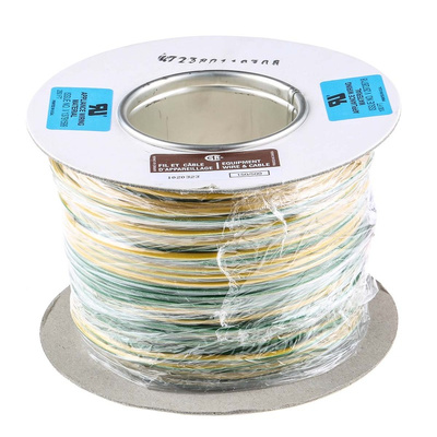RS PRO Green/Yellow 1.5 mm² Hook Up Wire, 30/0.25 mm Nominal, 100m