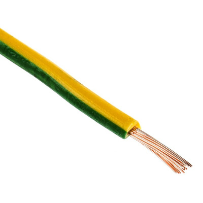 RS PRO Green/Yellow 1.5 mm² Hook Up Wire, 30/0.25 mm Nominal, 100m
