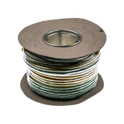 RS PRO Green/Yellow 10 mm² Hook Up Wire, 7/1.35 mm, 50m