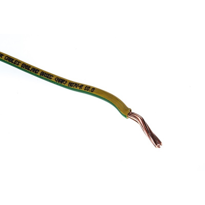 RS PRO Green/Yellow 10 mm² Hook Up Wire, 7/1.35 mm, 50m