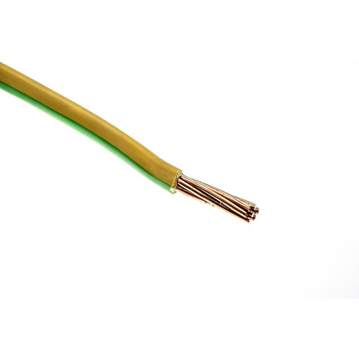 RS PRO Green/Yellow 25 mm² Hook Up Wire, 7/2.14 mm, 50m