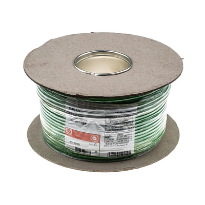 RS PRO Green/Yellow 6 mm² Hook Up Wire, 7/1.04 mm, 100m