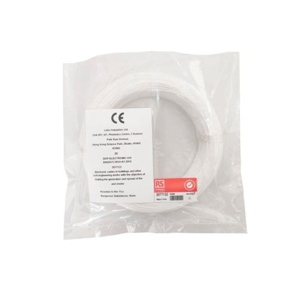 RS PRO White 0.12 mm² Hook Up Wire, 26 AWG, 1/0.40 mm, 50m, ETFE Insulation