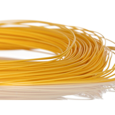 RS PRO Yellow 0.05 mm² Hook Up Wire, 30 AWG, 1/0.25 mm, 50m, ETFE Insulation