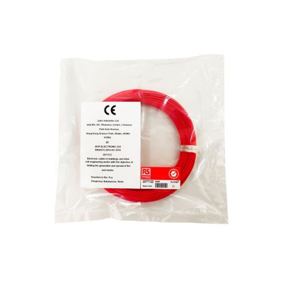 RS PRO Red 0.05 mm² Hook Up Wire, 30 AWG, 1/0.25 mm, 100m, ETFE Insulation