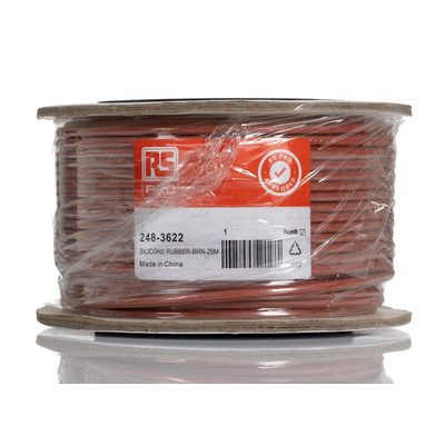 RS PRO Brown 0.5 mm² Hook Up Wire, 20 AWG, 16/0.2 mm, 25m, Silicone Rubber Insulation