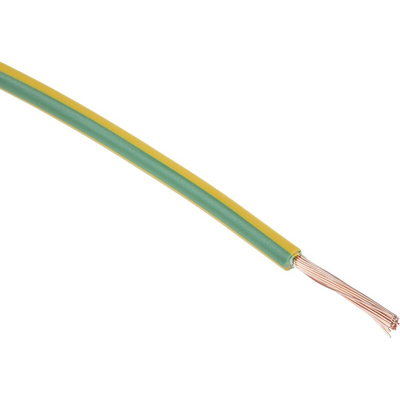 RS PRO Green, Yellow 1.5 mm² Hook Up Wire, 30/0.25 mm, 100m, PVC Insulation