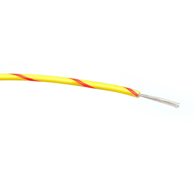 RS PRO Red/Yellow 0.5 mm² Hook Up Wire, 16/0.2 mm, 100m, PVC Insulation