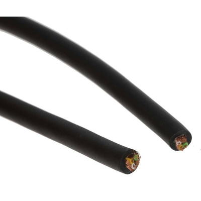 500mm 4 Core Coiled Cable 0.14 mm² CSA Polyurethane PUR Sheath Black, 4.4mm OD