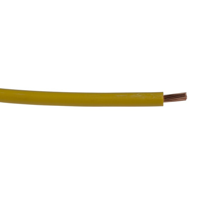 RS PRO Yellow 2.5 mm² Hook Up Wire, 13 AWG, 50/0.25 mm, 100m, PVC Insulation
