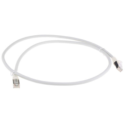 RS PRO Shielded Cat6a Cable 1m, Grey, Male RJ45/Male RJ45