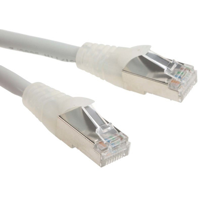 RS PRO Shielded Cat6a Cable 1m, Grey, Male RJ45/Male RJ45