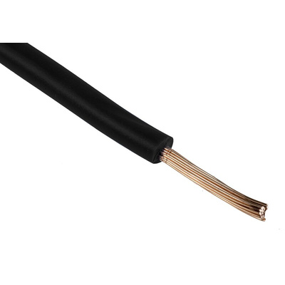 RS PRO Black 1.5 mm² Hook Up Wire, 15 AWG, 7/0.53 mm, 100m, PVC Insulation