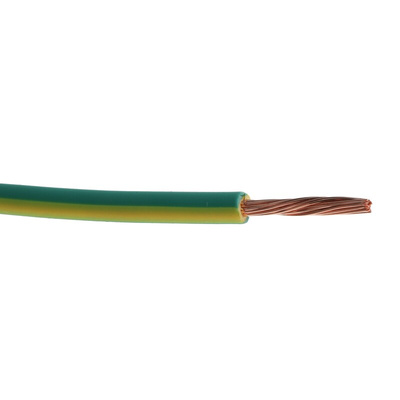 RS PRO Green/Yellow 1.5 mm² Hook Up Wire, 15 AWG, 100m, Polyolefin Cross-linked EI5, Type EI 5 to EN 50363-5 Insulation