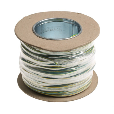 RS PRO Green/Yellow 1.5 mm² Hook Up Wire, 15 AWG, 100m, Polyolefin Cross-linked EI5, Type EI 5 to EN 50363-5 Insulation