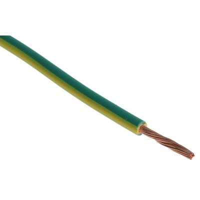 RS PRO Green/Yellow 1.5 mm² Hook Up Wire, 15 AWG, 100m, Polyolefin Cross-linked EI5, Type EI 5 to EN 50363-5 Insulation