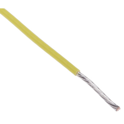 RS PRO Yellow 0.34 mm² Hook Up Wire, 22 AWG, 19/0.15 mm, 100m, PTFE Insulation
