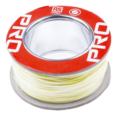 RS PRO Yellow 0.6 mm² Hook Up Wire, 20 AWG, 19/0.2 mm, 100m, PTFE Insulation
