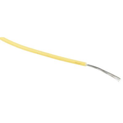 RS PRO Yellow 0.08 mm² Hook Up Wire, 28 AWG, 7/0.12 mm, 100m, MPPE Insulation