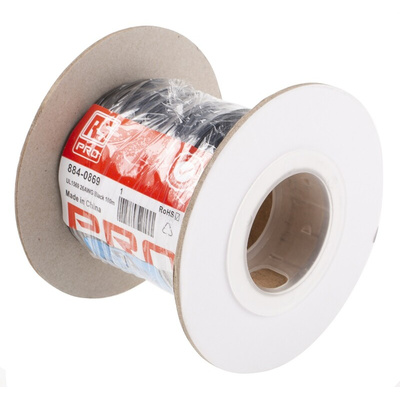 RS PRO Black 0.13 mm² Hook Up Wire, 26 AWG, 7/0.16 mm, 100m, PVC Insulation