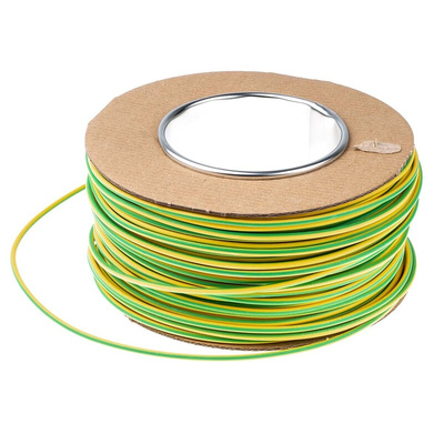Prysmian 6491B Series Green/Yellow 2.5 mm² Hook Up Wire, 7/0.67 mm, 100m