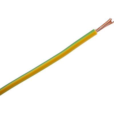 Prysmian 6491X Series Green/Yellow 4 mm² Hook Up Wire, 7/0.85 mm, 100m