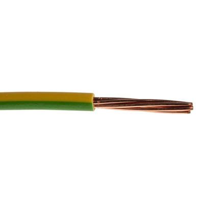 Prysmian 6491X Series Green/Yellow 6 mm² Hook Up Wire, 7/1.04 mm, 100m