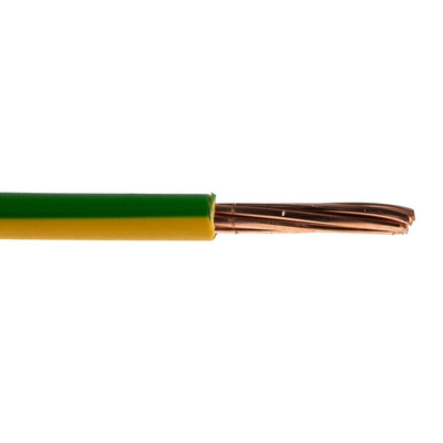 Prysmian 6491X Series Green/Yellow 10 mm² Hook Up Wire, 7/1.35 mm, 100m