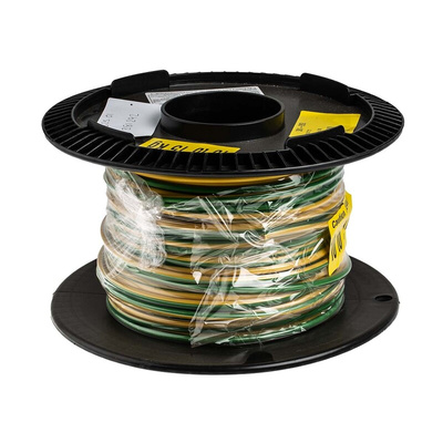 Prysmian 6491X Series Green/Yellow 10 mm² Hook Up Wire, 7/1.35 mm, 100m