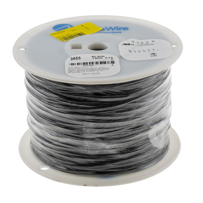 Alpha Wire Premium Series Black 0.81 mm² Hook Up Wire, 18 AWG, 16/0.25 mm, 305m, PVC Insulation