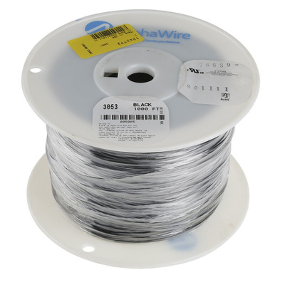 Alpha Wire Premium Series Black 0.51 mm² Hook Up Wire, 20 AWG, 10/0.25 mm, 305m, PVC Insulation