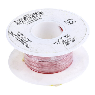 Alpha Wire Premium Series Red 0.05 mm² Hook Up Wire, 30 AWG, 7/0.10 mm, 30m, PTFE Insulation