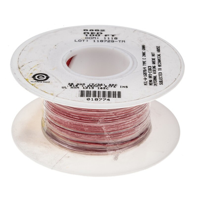 Alpha Wire Premium Series Red 0.09 mm² Hook Up Wire, 28 AWG, 7/0.13 mm, 30m, PTFE Insulation