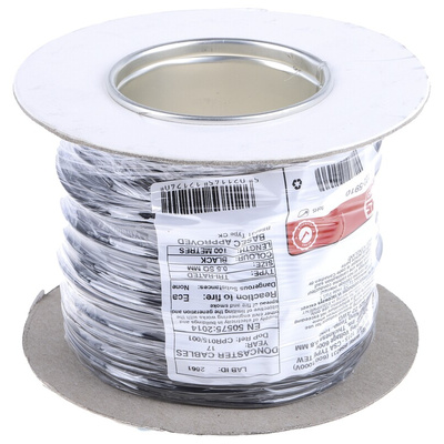 RS PRO Black 0.5 mm² Hook Up Wire, 16/0.2 mm, 100m