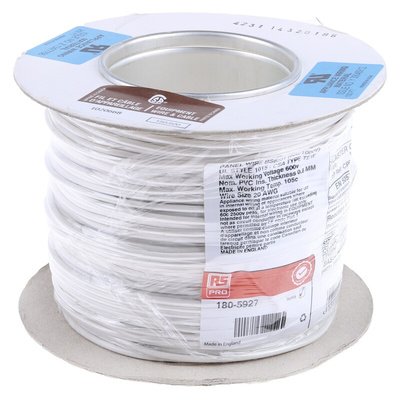 RS PRO White 0.75 mm² Hook Up Wire, 24/0.2 mm, 100m