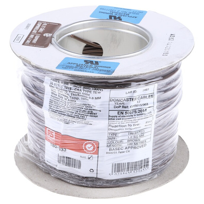 RS PRO Brown 1 mm² Hook Up Wire, 32/0.2 mm, 100m