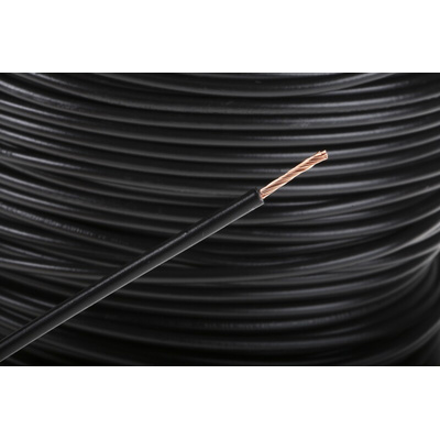 RS PRO Black 1.5 mm² Hook Up Wire, 30/0.25 mm, 100m